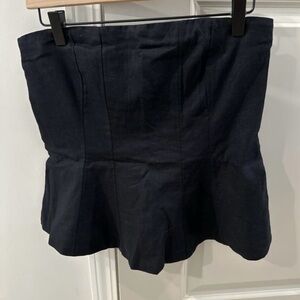 Black strapless linen blend